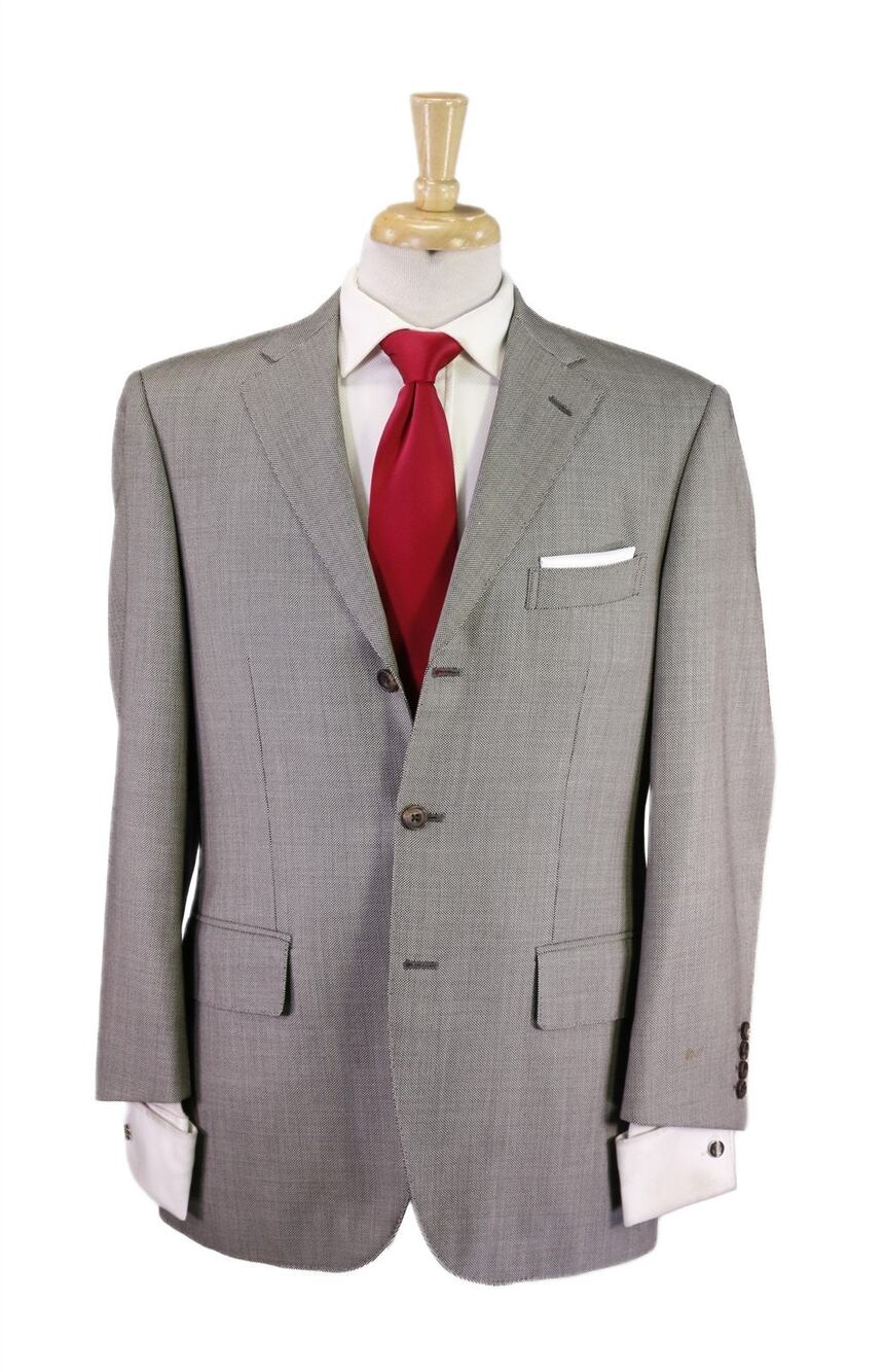 J Press Gray Black Birdseye Super 110's Wool Loro Piana Suit 38S